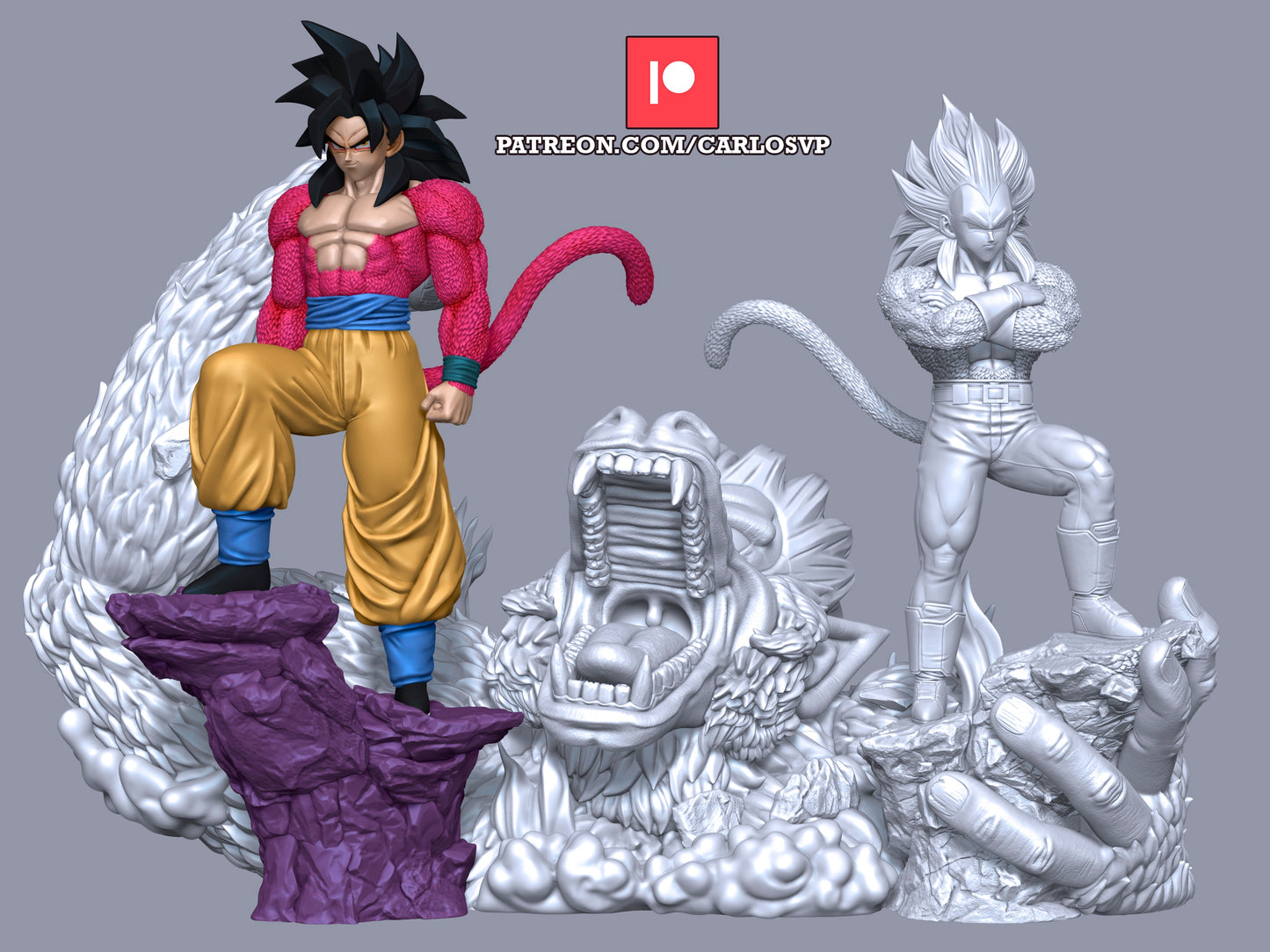 Goku ssj4 ,Vegeta ssj4 y Ozaru - Dragon Ball - Carlos V