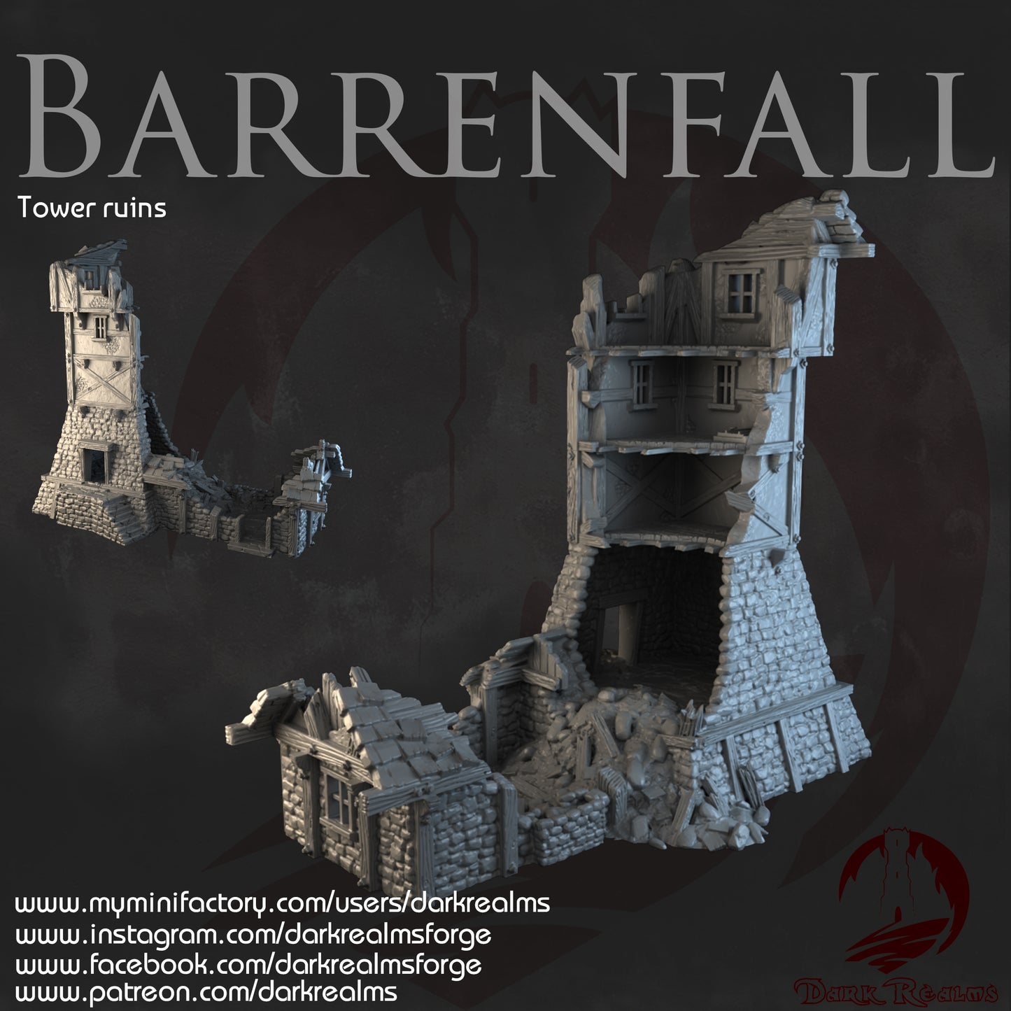 Tower Ruins Barrenfall para wargames 28mm/30mm